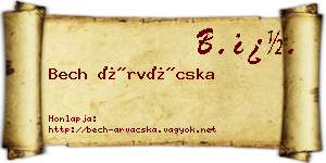 Bech Árvácska névjegykártya